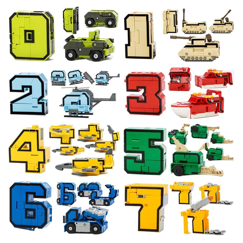 Mega Transformers 15 pcs - Números, Robô e Veículos Educativo